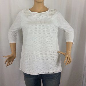 Carter Club 3/4 Sleeve Crochet Blouse/ Liner 195D
